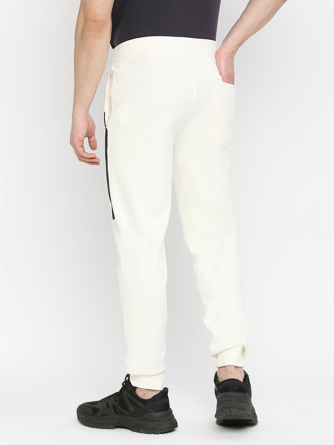 Men Premium Cotton Ecru Trackpant - UnderJeans by Spykar