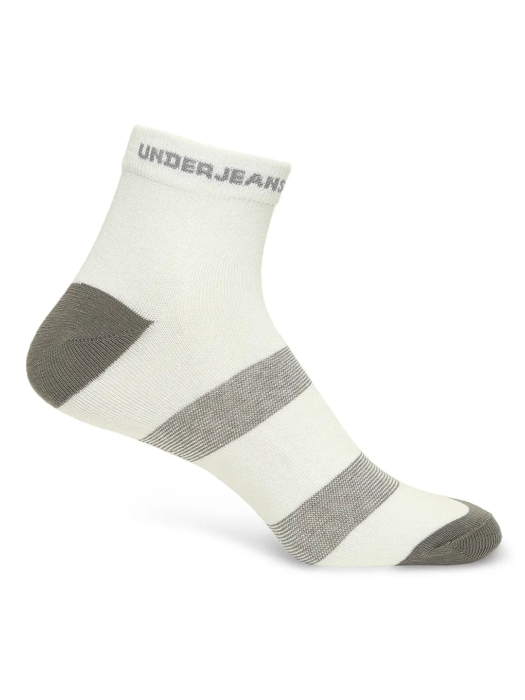 Men Premium White & Olive Ankle Length Socks - Pack Of 2- Underjeans by Spykar