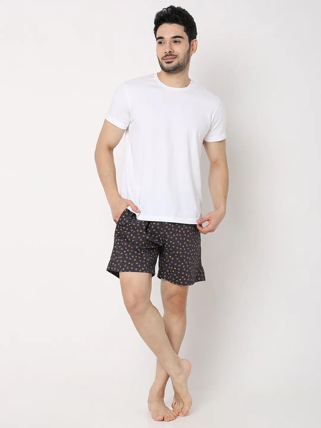 Underjeans by Spykar Men Premium Black Cotton Blend Regular Fit Boxer Shorts