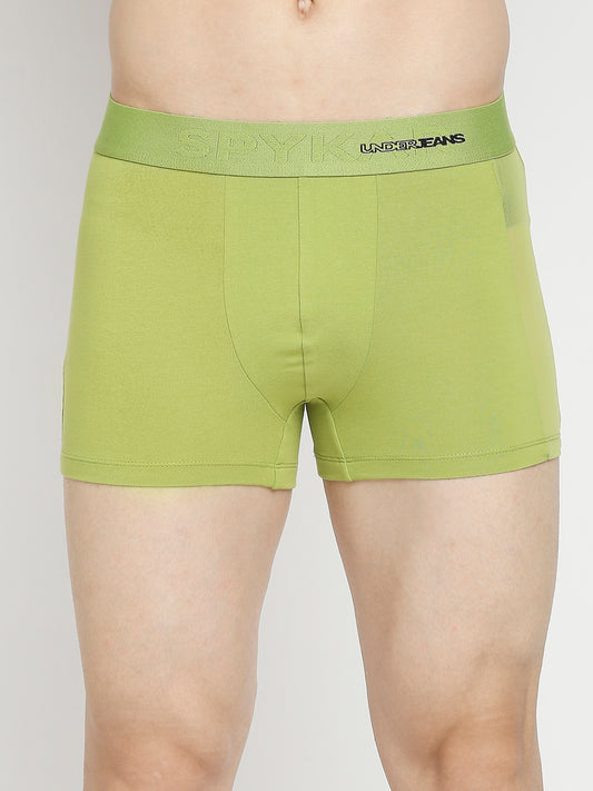 Men Premium Bright Green Cotton Blend Trunk- UnderJeans by Spykar