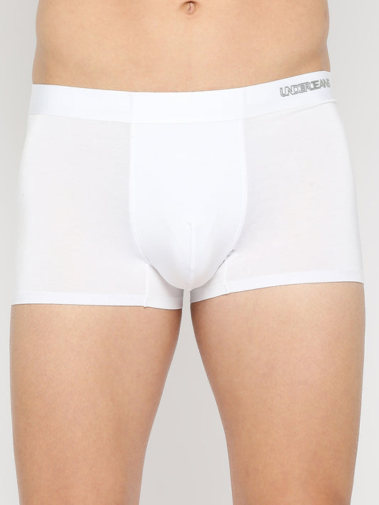 Men White Solid Super Premium Bonded Elastic Trunk - UnderJeans by Spykar