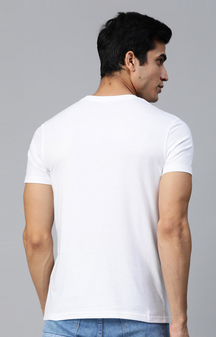 White Cotton Solid Round Neck T-Shirts- UnderJeans by Spykar