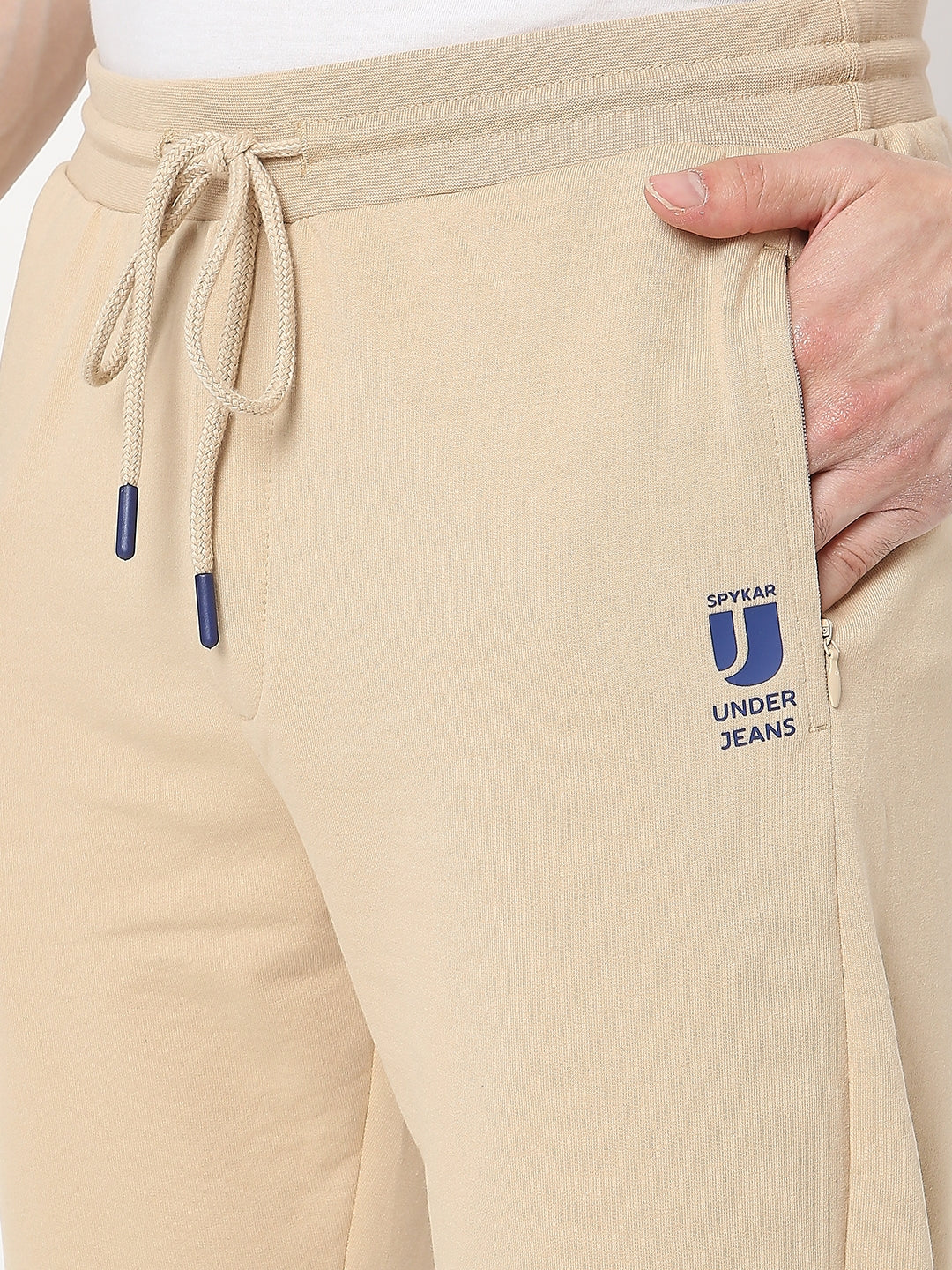 Underjeans by Spykar Men Premium Knitted Beige Track Pant