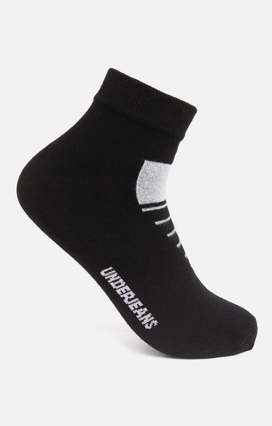 Men Premium Black Ankle Length (Non Terry) Single Pair of Socks- UnderJeans by Spykar