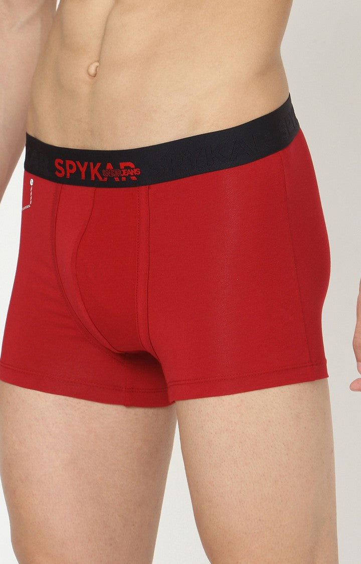 Men Premium Maroon Cotton Blend Trunk- UnderJeans by Spykar
