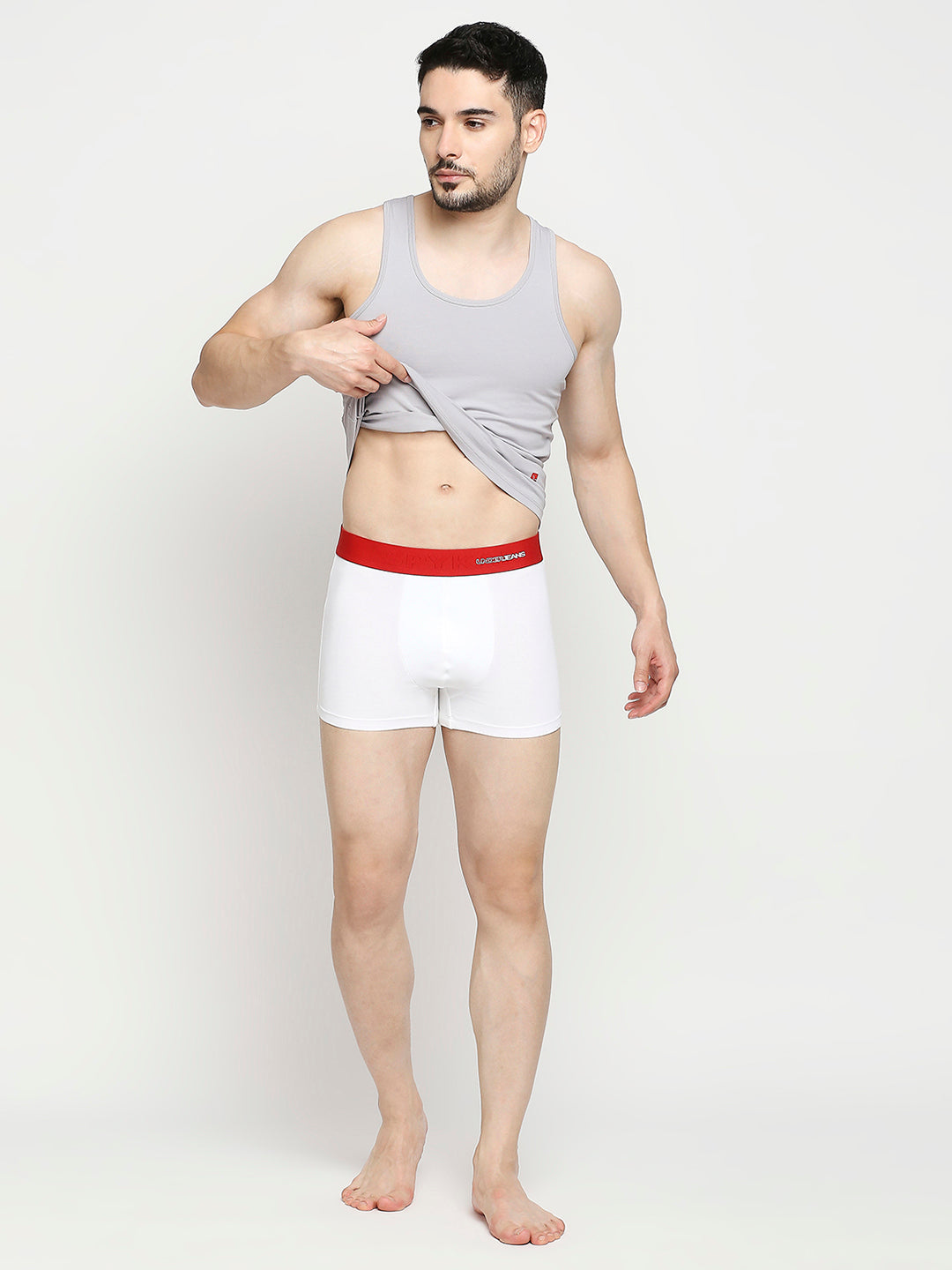 Men Premium Cotton Blend White Trunk- UnderJeans by Spykar