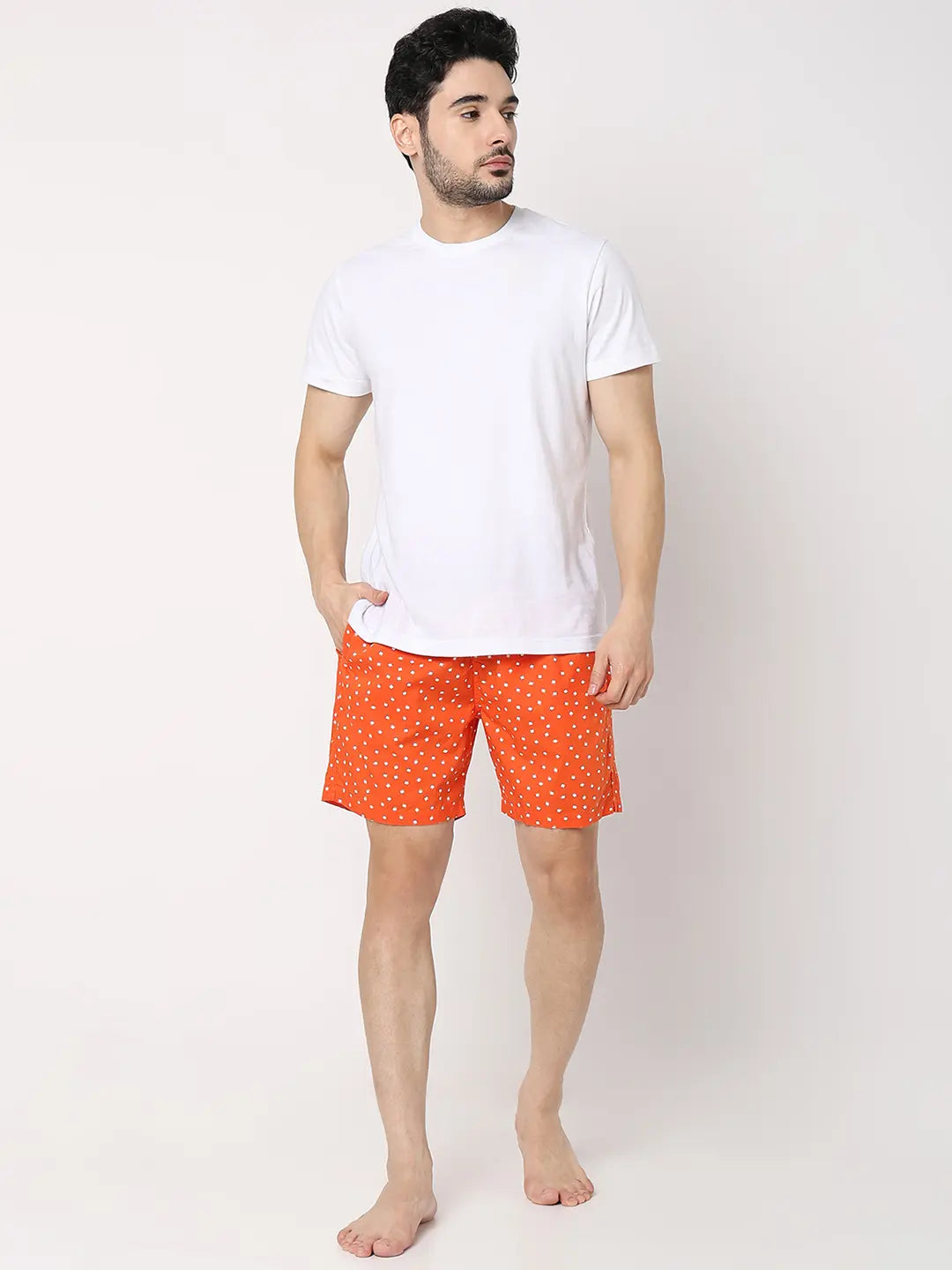 Underjeans by Spykar Men Premium Orange Cotton Blend Regular Fit Boxer Shorts