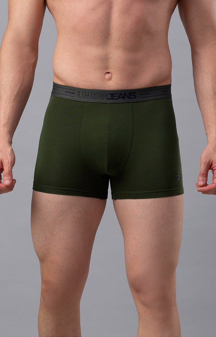Olive Cotton Trunk for Men Premium - (Pack of 2)- UnderJeans by Spykar