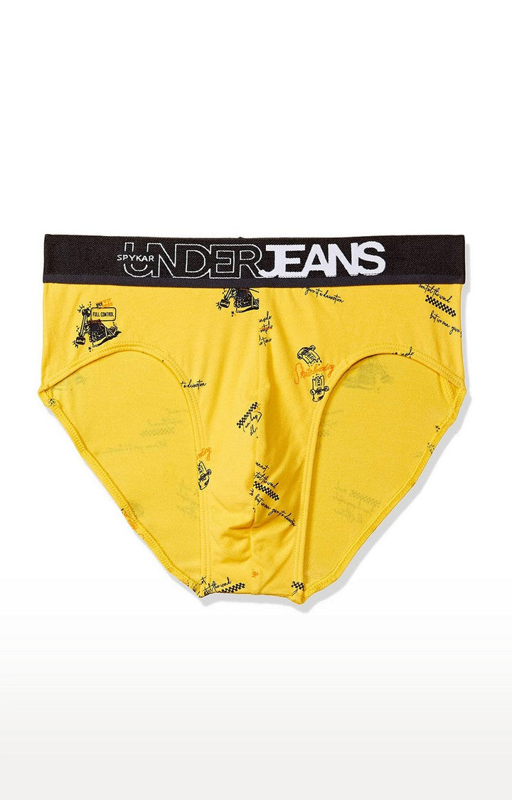 Yellow Cotton Brief for Men Premium- UnderJeans by Spykar