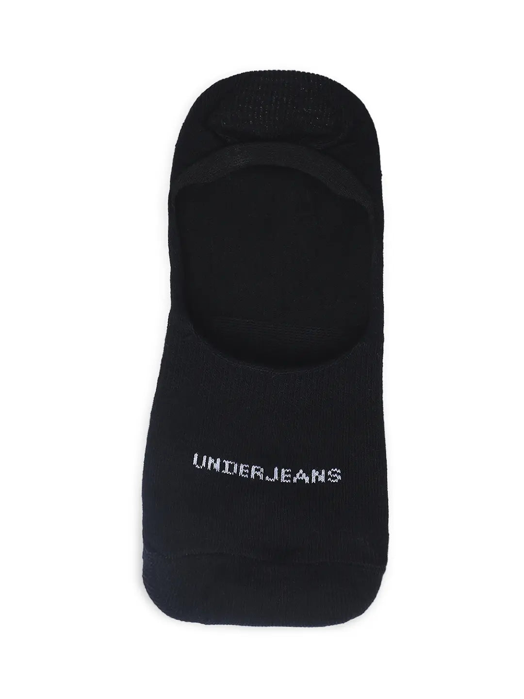 Men Black Cotton Blend No Show Socks - Pack Of 2 - Underjeans by Spykar