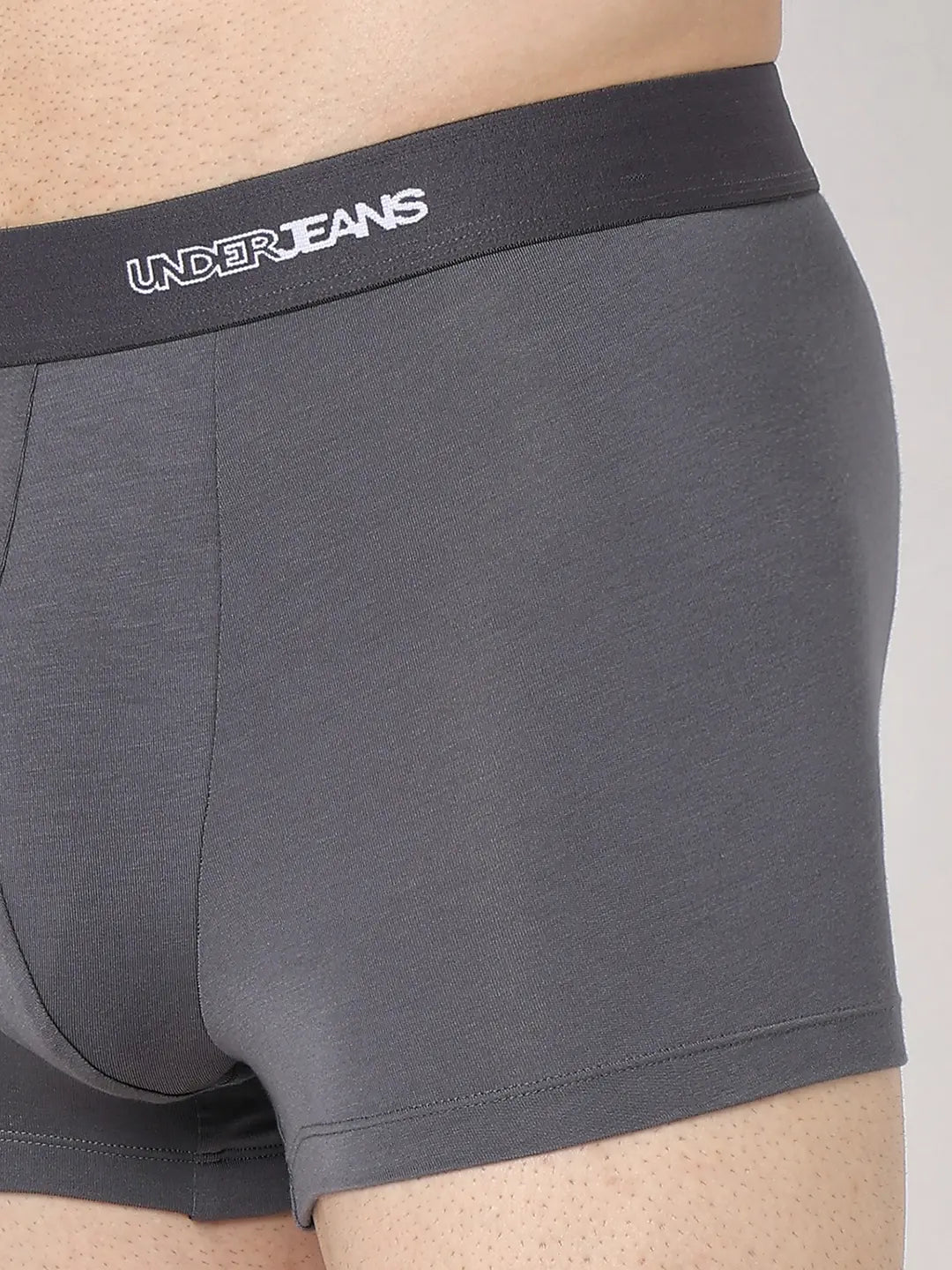 Underjeans by Spykar Men Premium Mid Grey Cotton Blend Regular Fit Trunk
