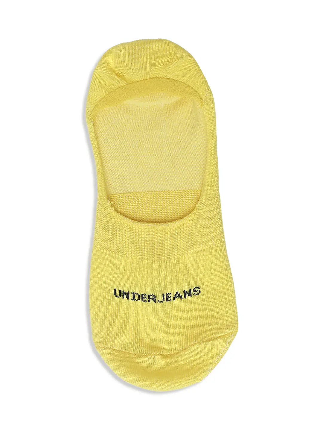 Men Yellow & Olive Cotton Blend No Show Socks - Pack Of 2 - Underjeans by Spykar