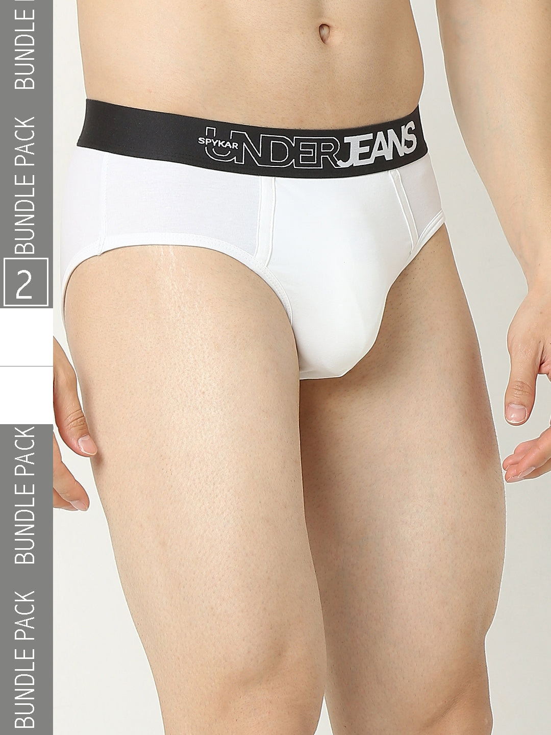 Underjeans by Spykar Men Premium White Brief Pack of 2