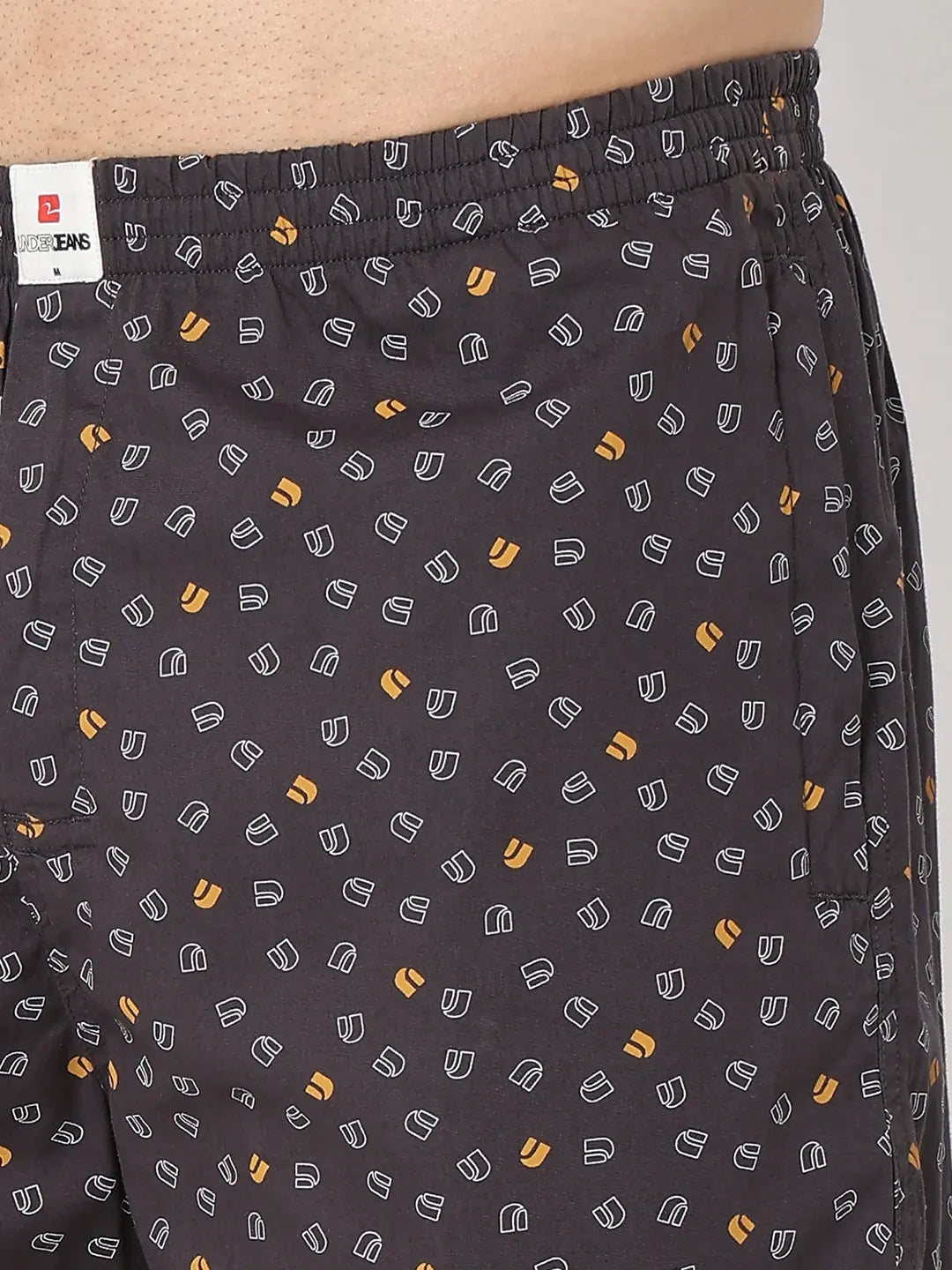 Underjeans by Spykar Men Premium Black Cotton Blend Regular Fit Boxer Shorts