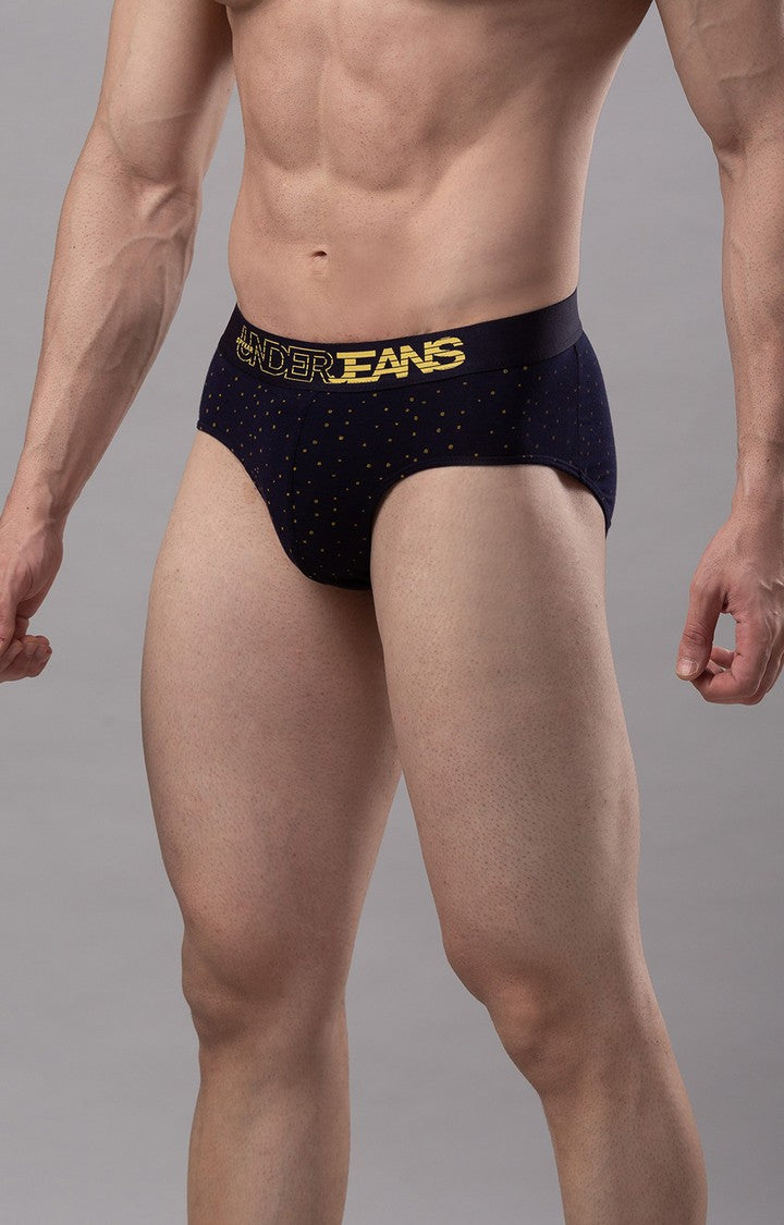 Men Premium Cotton Blend Navy Brief - (Pack of 2)- UnderJeans by Spykar