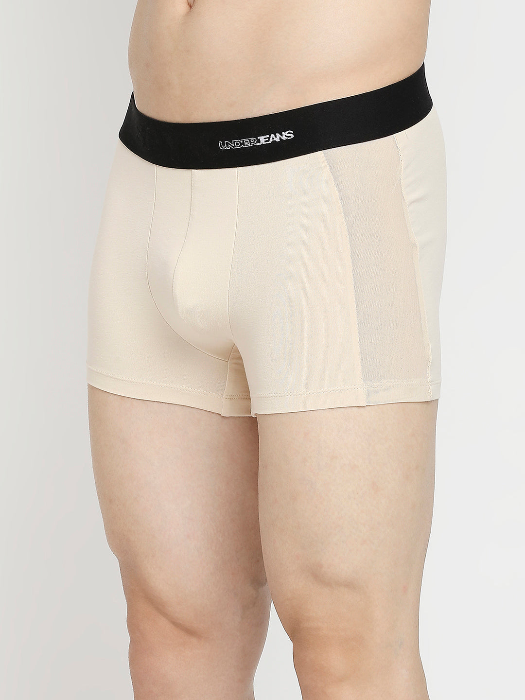 Men Premium Beige Cotton Blend Trunk- UnderJeans by Spykar