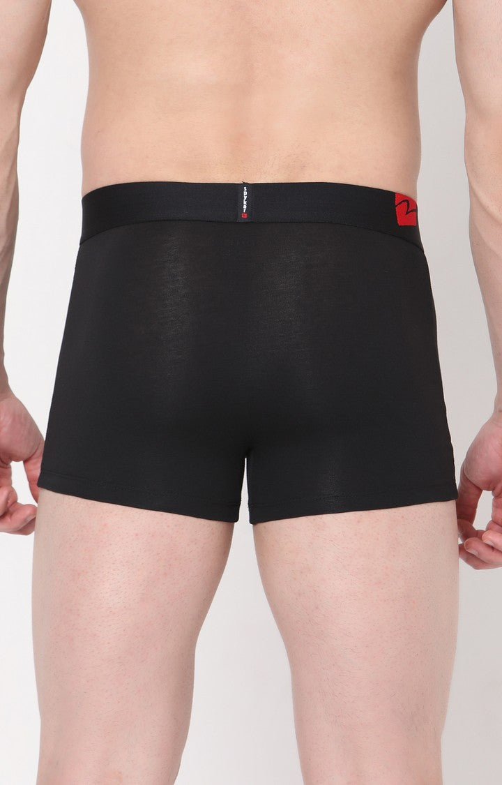 Men Premium Black Cotton Blend Trunk- UnderJeans by Spykar