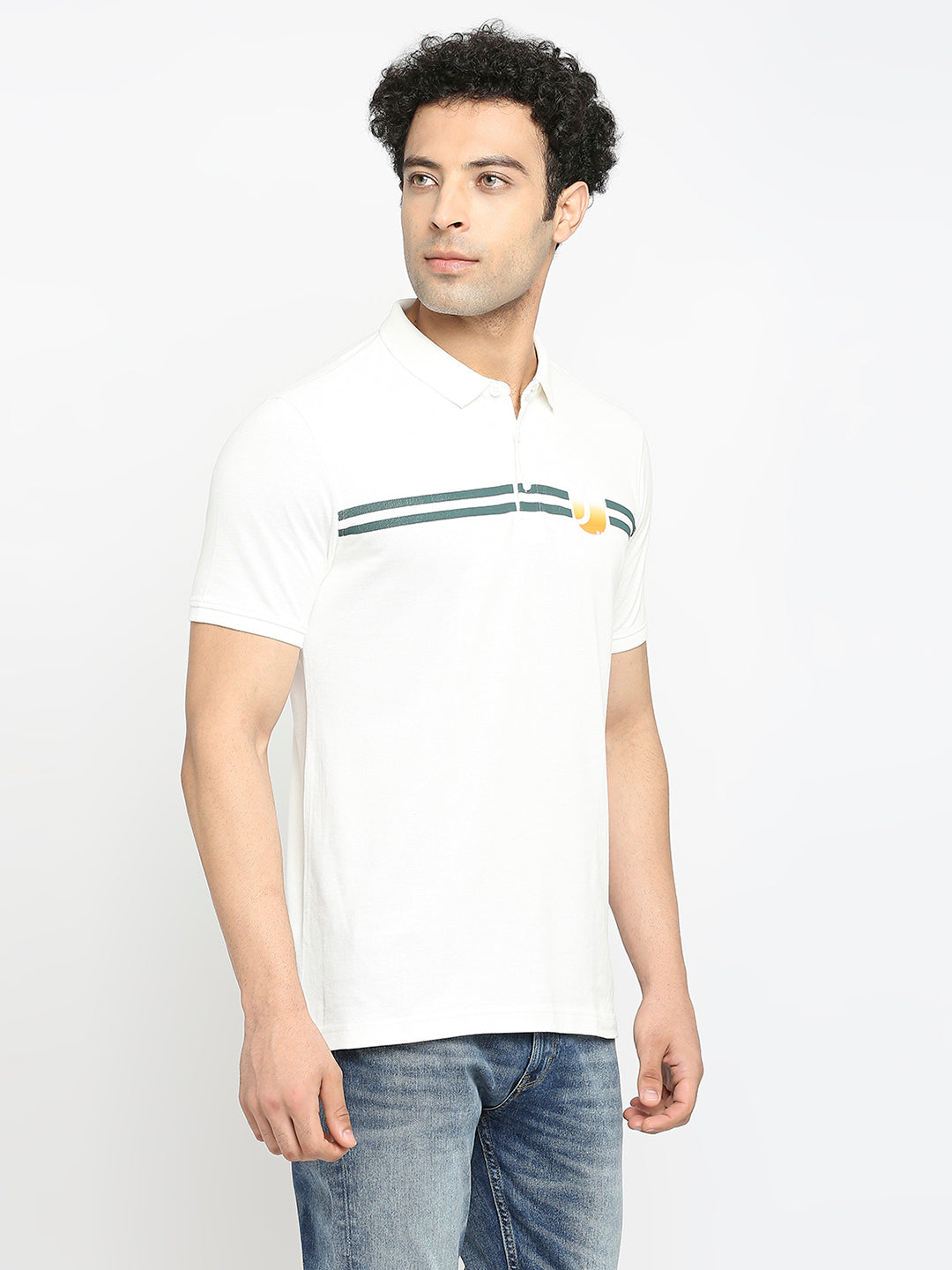 Men Premium Cotton Ecru Polo T-shirt- UnderJeans by Spykar