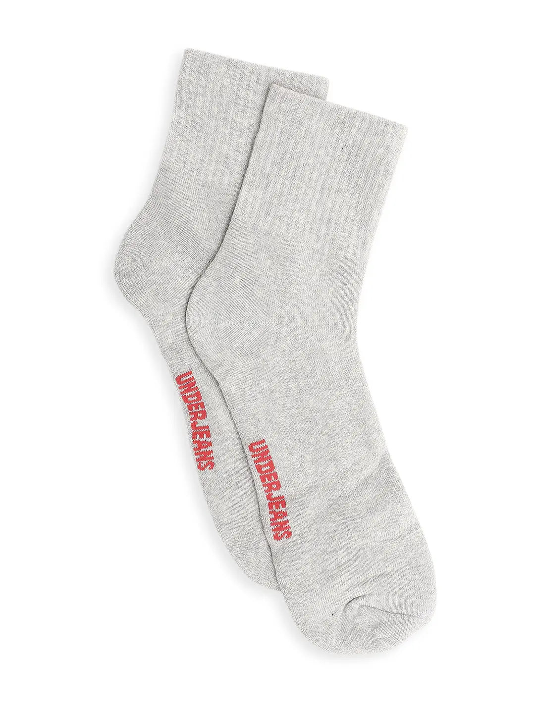 Men Premium Grey & Melange Cotton Socks - Pack Of 3- UnderJeans by Spykar