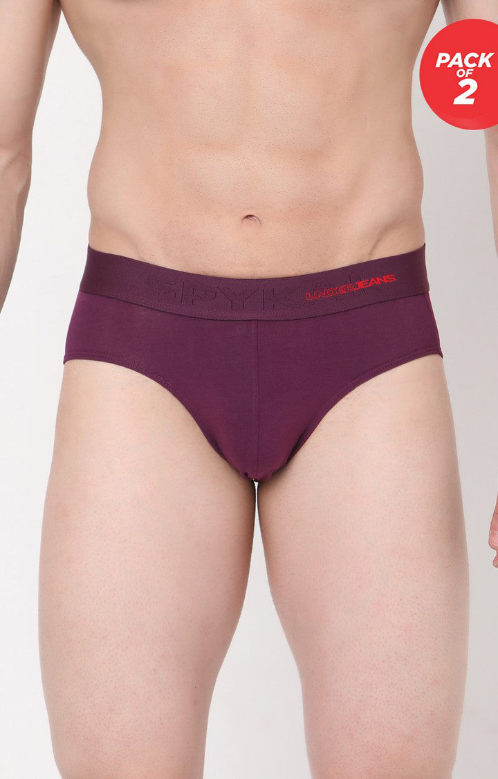 Men Premium Cotton Blend Purple Brief - UnderJeans by Spykar