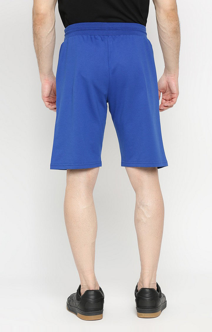 Men Premium Royal blue Cotton Blend Shorts - UnderJeans by Spykar