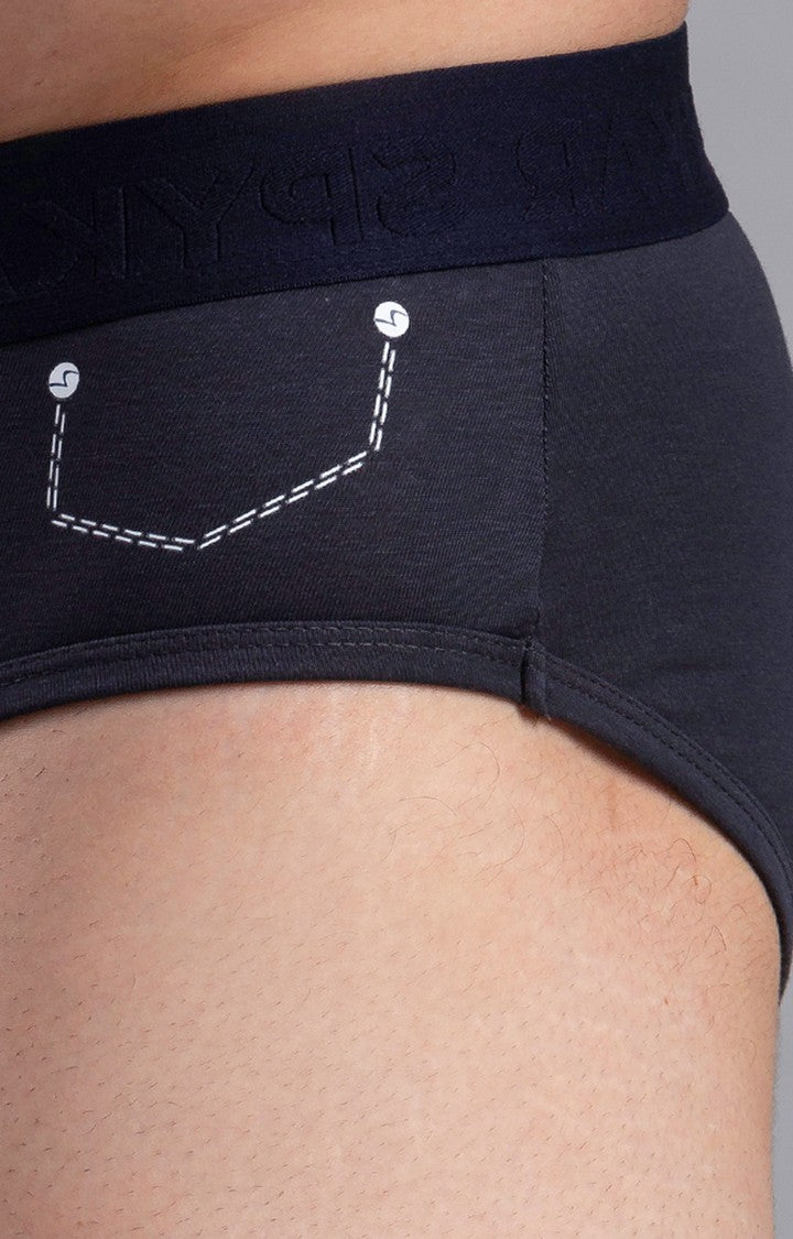 Men Premium Cotton Blend Grey Brief- UnderJeans by Spykar