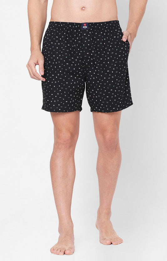 Men Premium Black Cotton Boxers- UnderJeans by Spykar