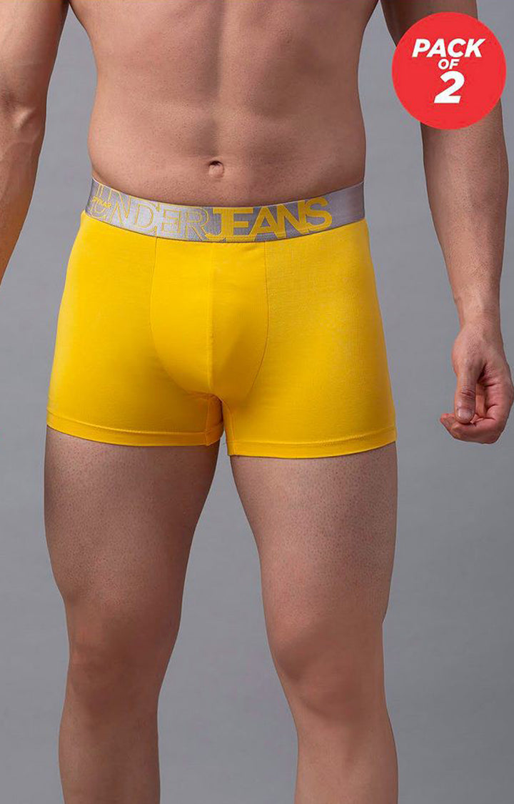 Yellow Cotton Trunk for Men Premium - (Pack of 2)- UnderJeans by Spykar