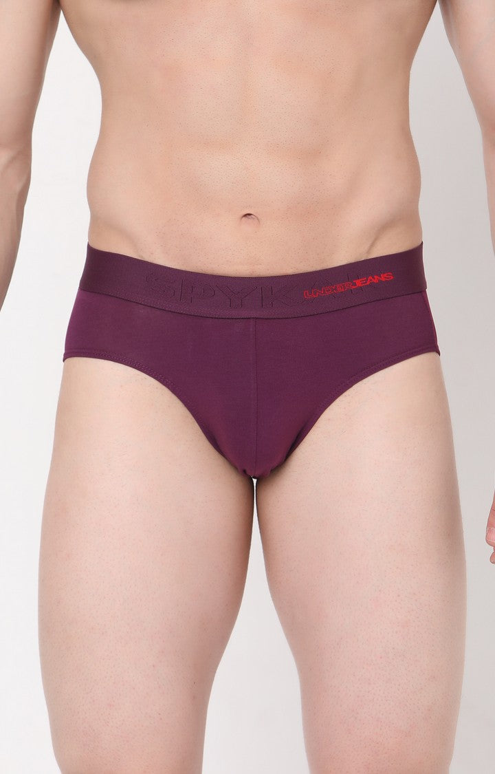 Men Premium Cotton Blend Purple Brief - UnderJeans by Spykar