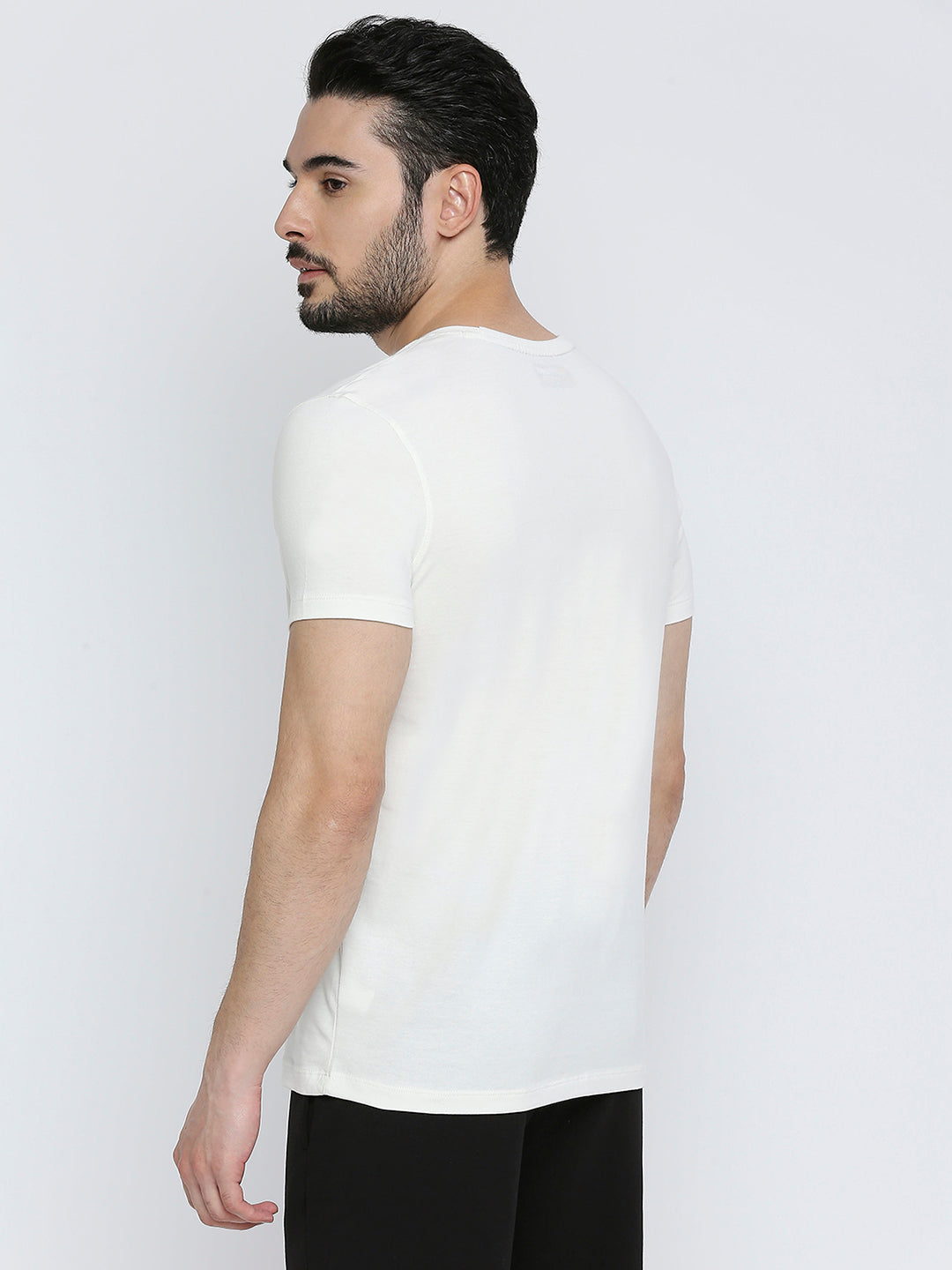 Men Premium Cotton Ecru Round Neck Tshirt- UnderJeans by Spykar