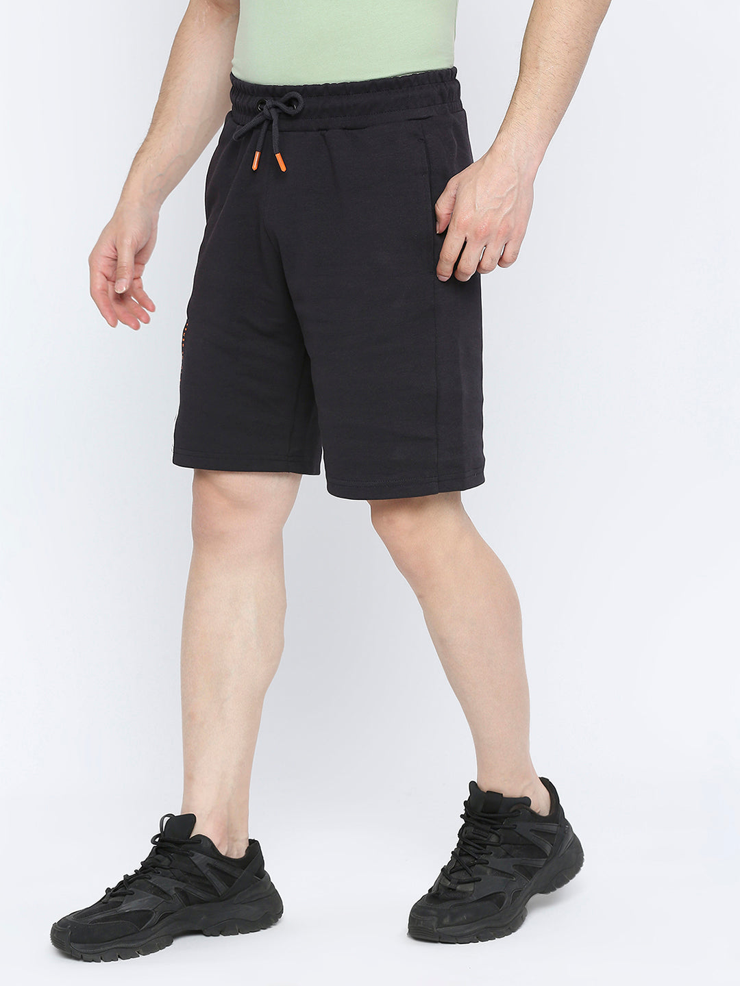 Men Premium Cotton Blend Knitted Navy Shorts - UnderJeans by Spykar