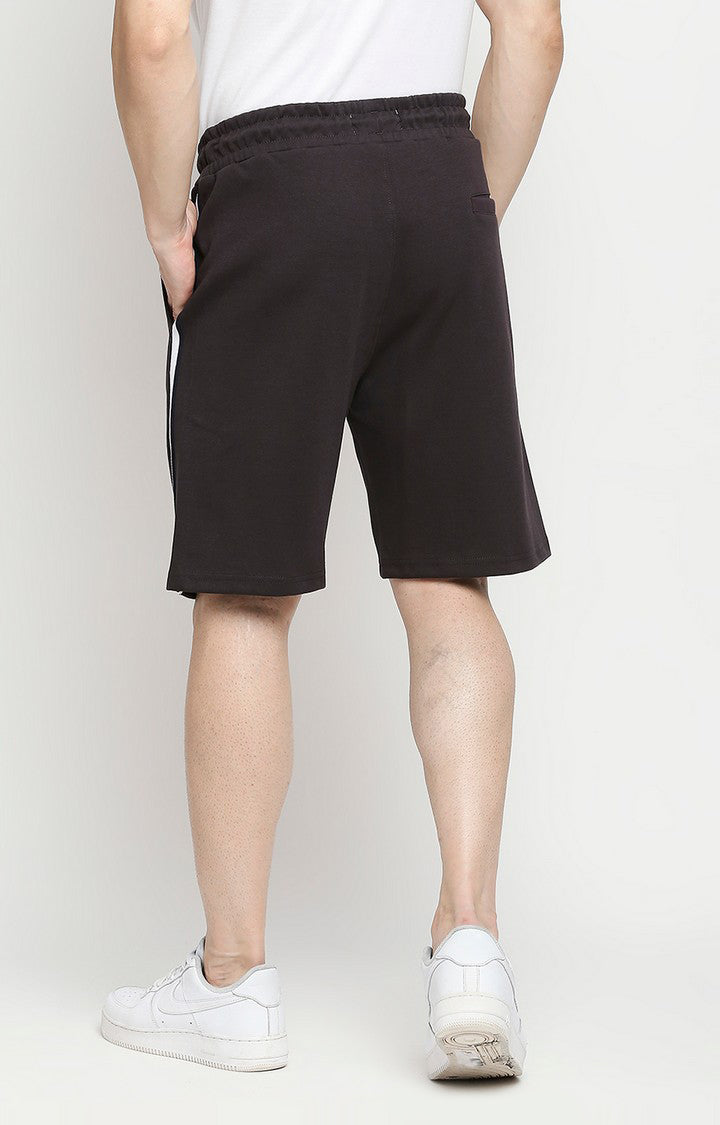 Men Premium Cotton Blend Knitted Slate Grey Shorts - UnderJeans by Spykar