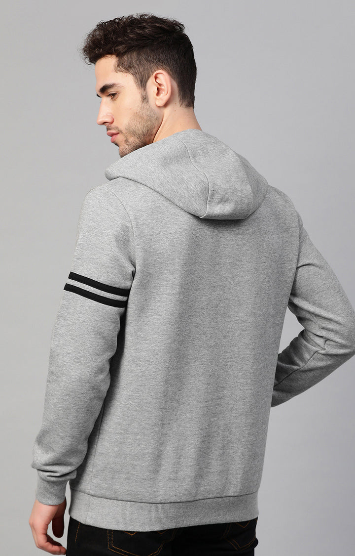 Grey Melange Cotton Solid Hooded Sweatshirts- UnderJeans by Spykar