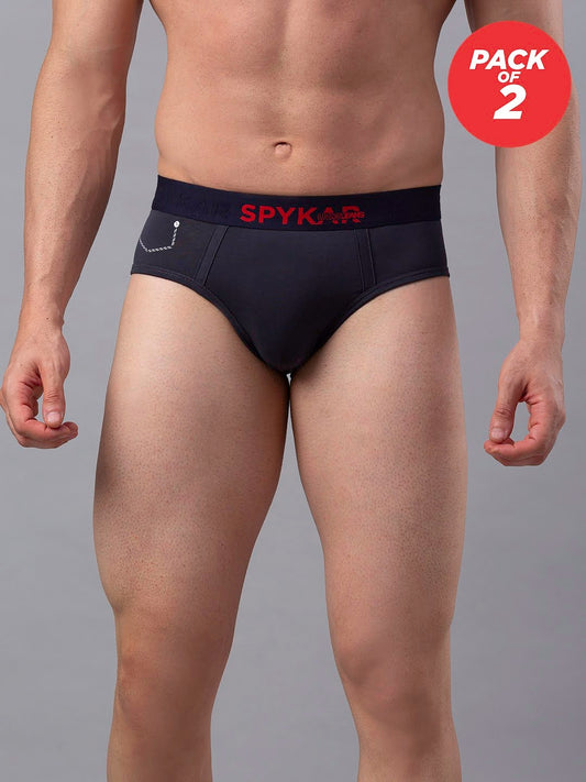 Men Premium Cotton Blend Brief Pack of 2- UnderJeans by Spykar