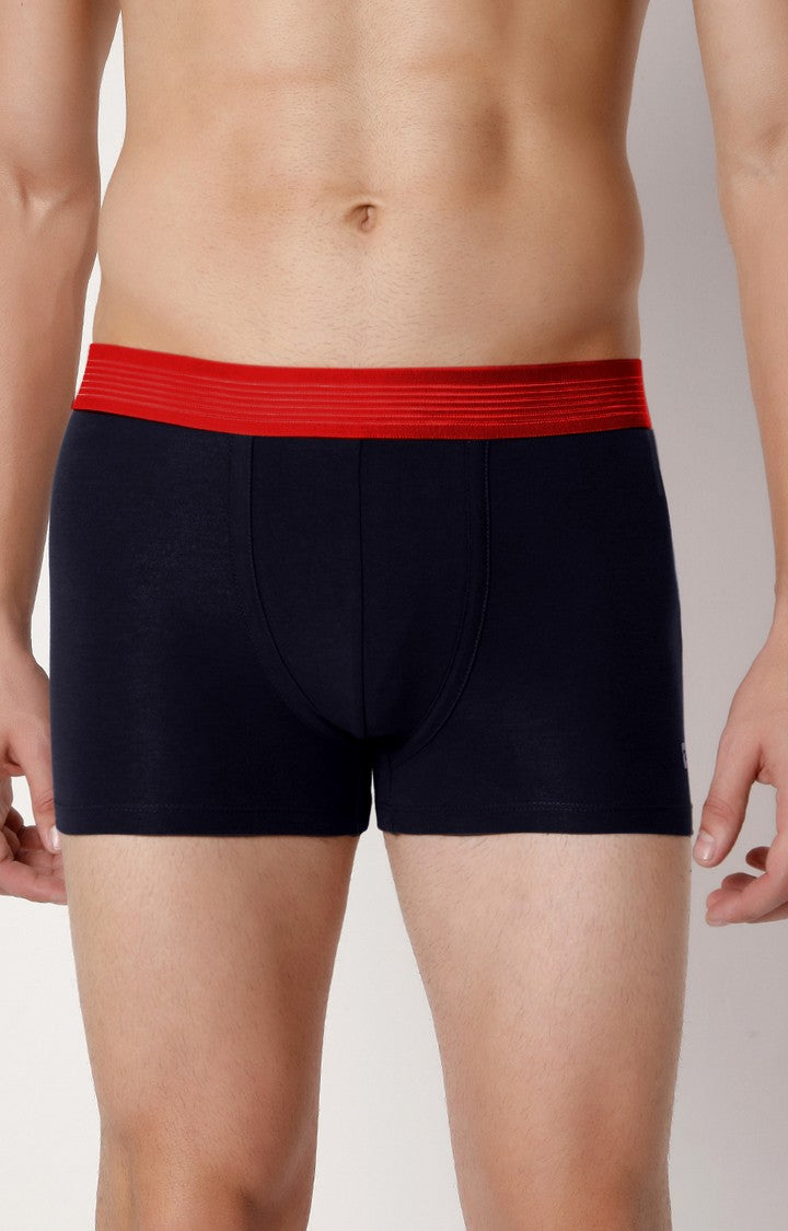 Men Premium Navy Cotton Blend Trunk- UnderJeans by Spykar