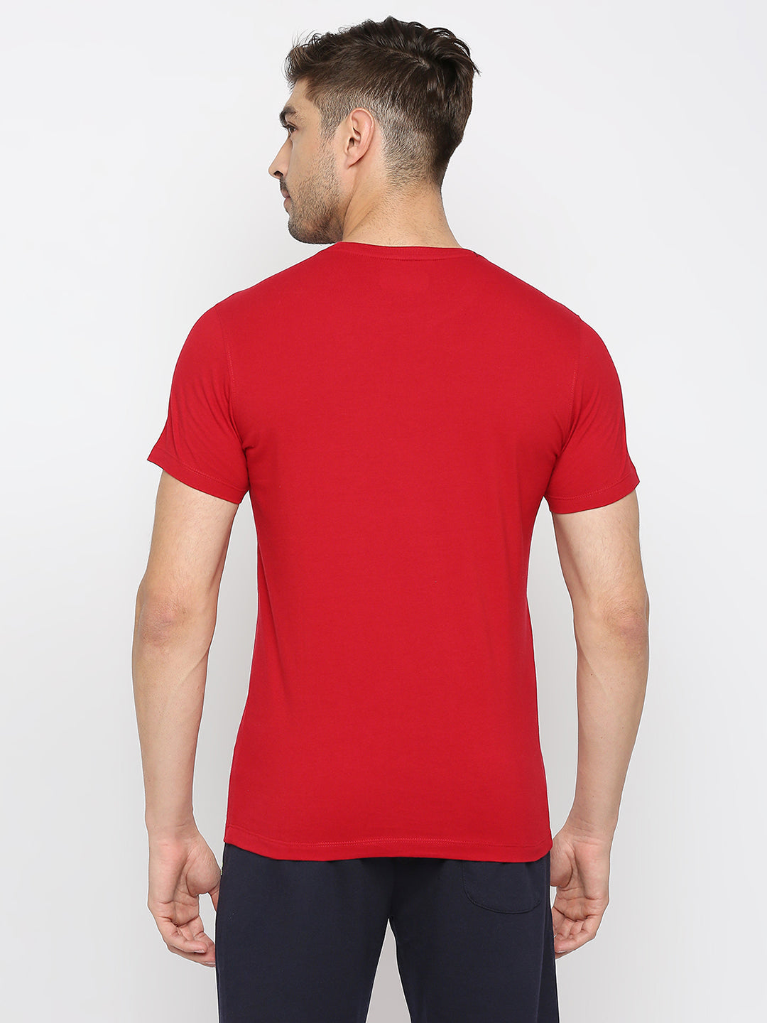 Buy Men Premium Deep Red Cotton Round Neck Plain Tshirt