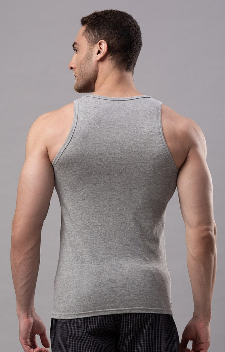 Grey 100% Cotton Vest (Round Neck)- UnderJeans by Spykar