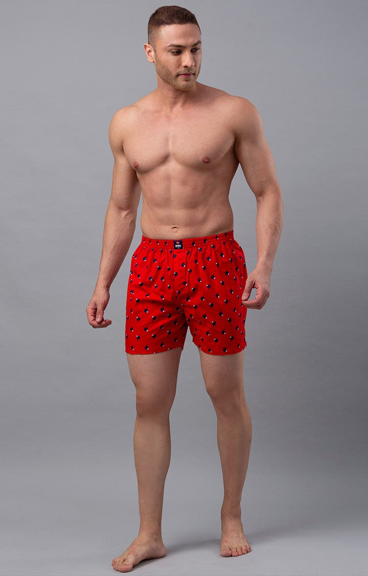 Red Cotton Boxer for Men Premium- UnderJeans by Spykar