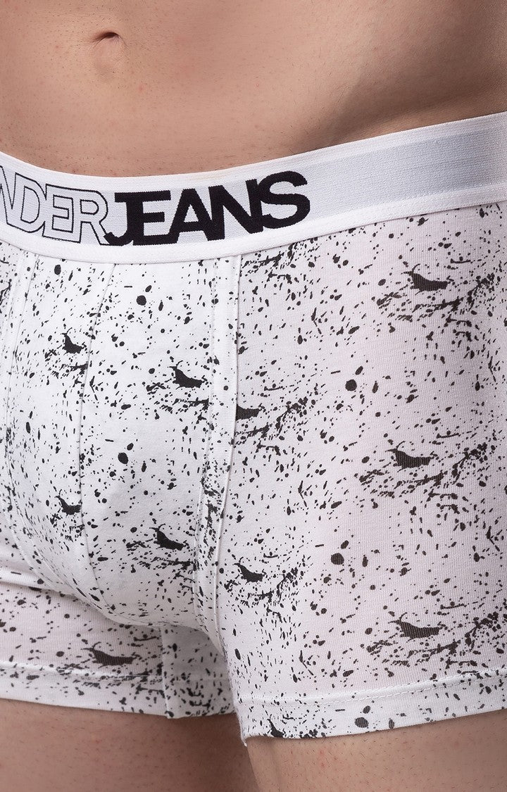 Men Premium White Cotton Blend Trunk- UnderJeans by Spykar