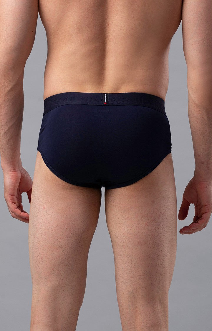 Underjeans by Spykar Men Premium Cotton Blend Navy Brief - (Pack of 2)