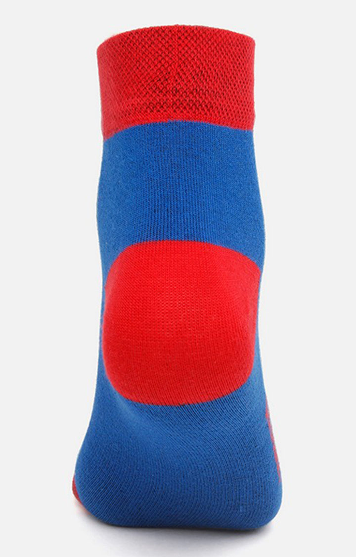 Men Premium Blue Red Ankle Length (Non Terry) Single Pair of Socks- UnderJeans by Spykar