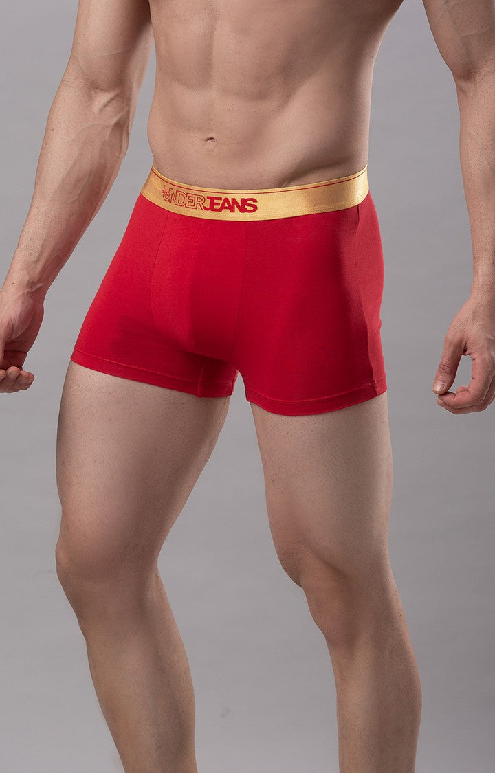 Men Premium Cotton Blend Red Trunk - (Pack of 2)- UnderJeans by Spykar