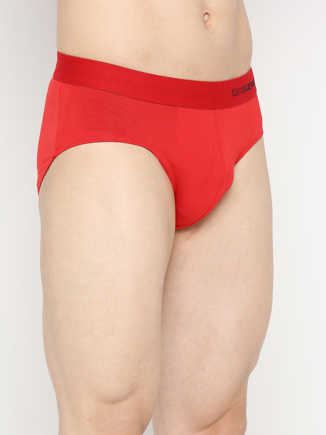 Men Premium Micromodal Red Brief - UnderJeans by Spykar