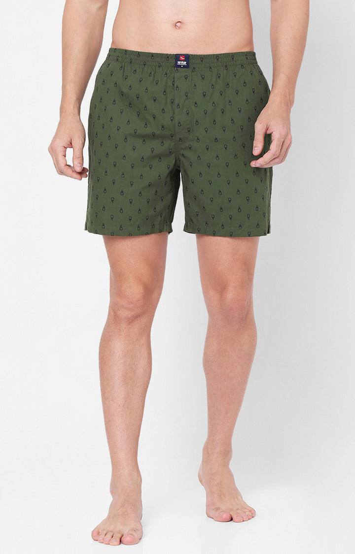 Men Premium Green Cotton Boxers- UnderJeans by Spykar