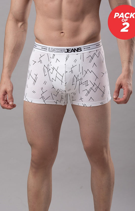 Underjeans by Spykar Men Premium Cotton Blend White Trunk - (Pack of 2)