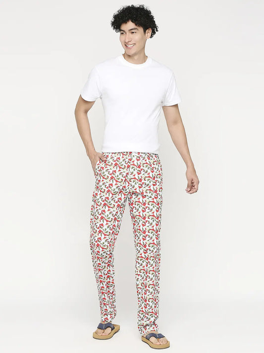 Men Premium Red & Sky Blue Cotton Regular Fit Pyjama - UnderJeans by Spykar