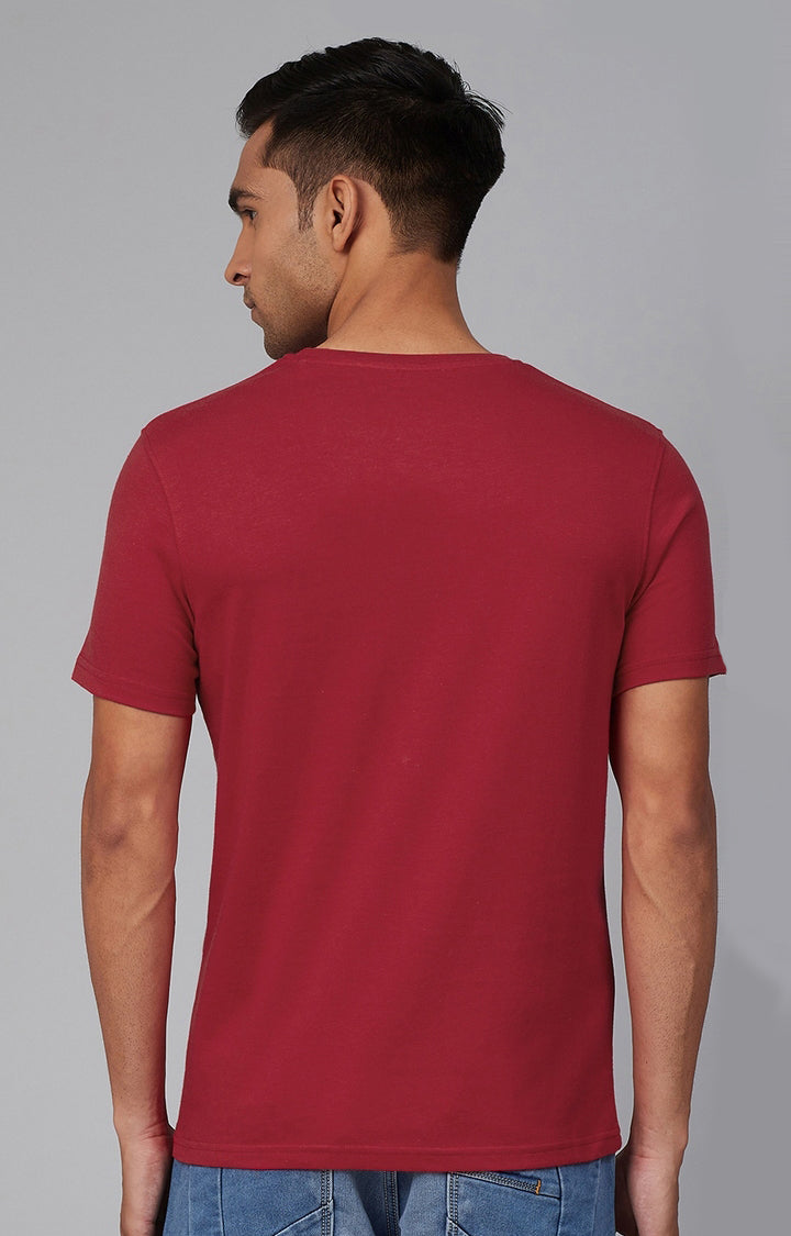 Red Cotton Printed Round Neck T-Shirts- UnderJeans by Spykar