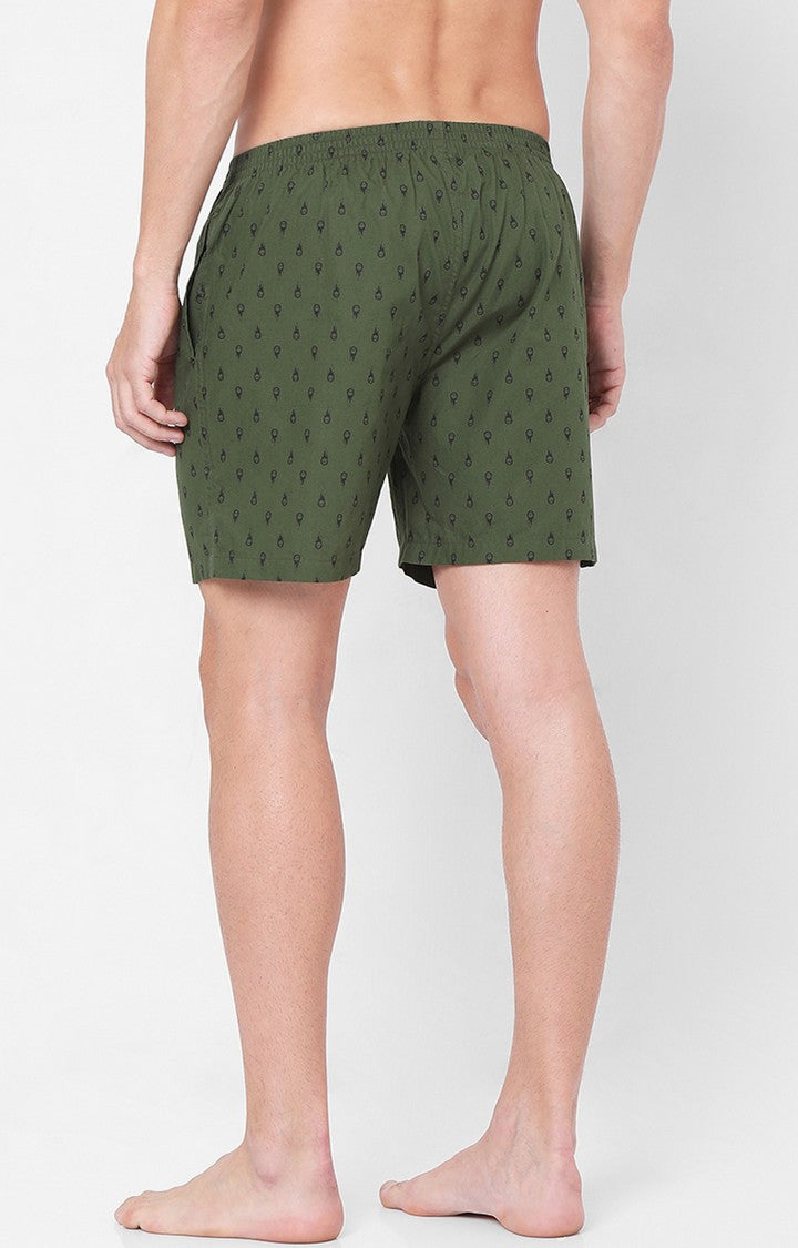 Men Premium Green Cotton Boxers- UnderJeans by Spykar