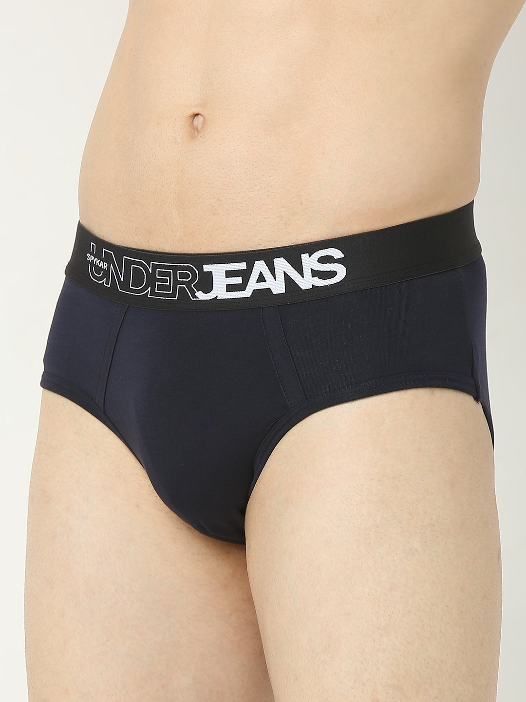 Underjeans by Spykar Men Premium Navy Brief Pack of 2