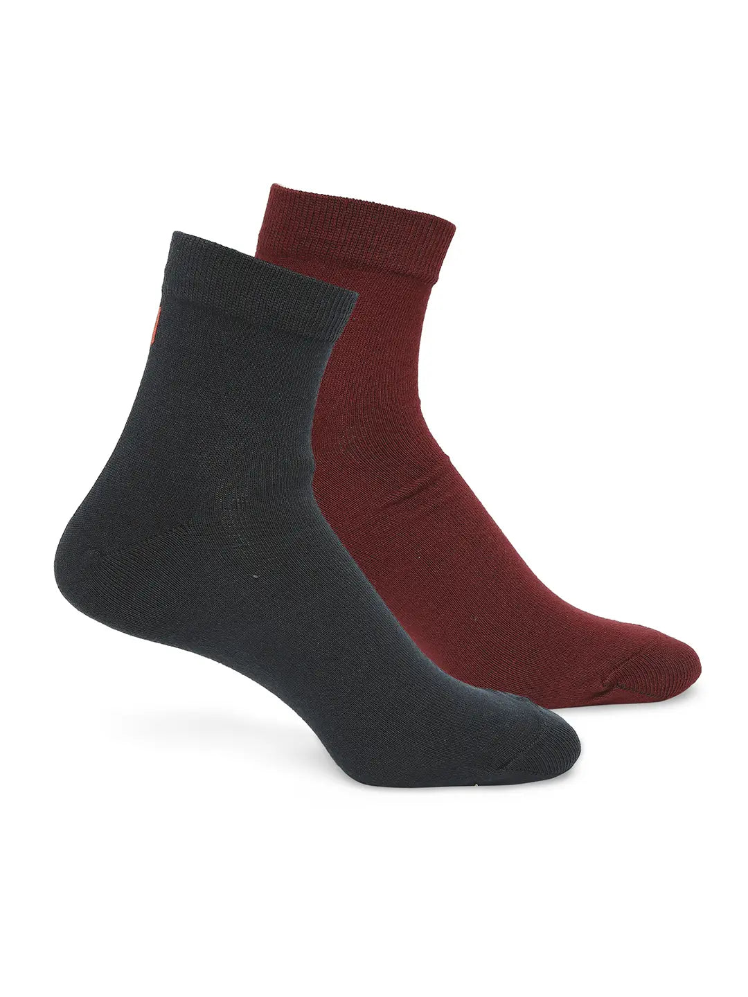 Men Premium Navy & Maroon Ankle Length Socks - Pack Of 2- Underjeans by Spykar